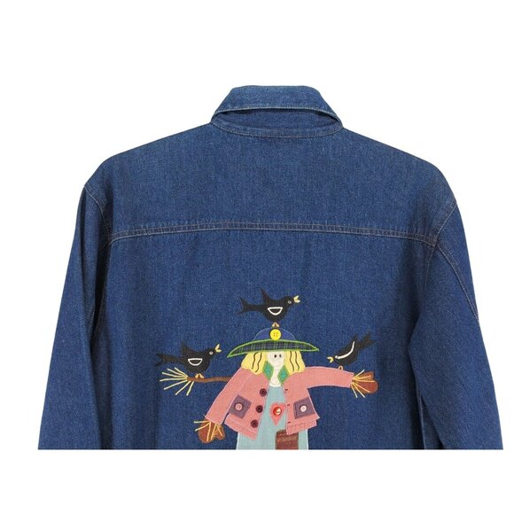 Quacker Factory Denim Jacket Women's Size Medium Autumn Embroidery - Picture 4 of 7